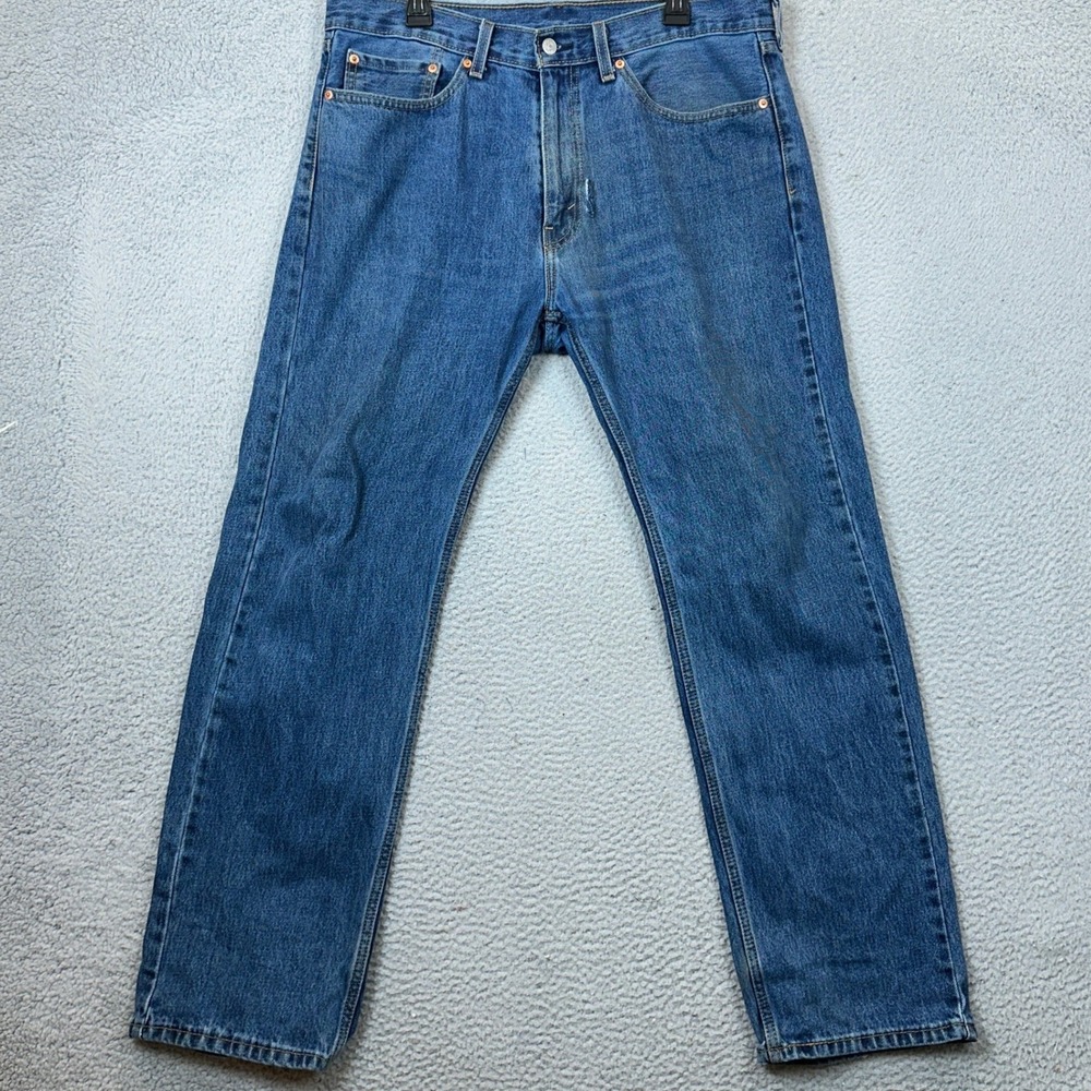 Levis 505 Jeans Mens 36X32 Regular Fit Blue Straight Leg Denim Pants 5-Pocket